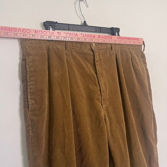 VTG 90s Polo Ralph Lauren Corduroy Pants Mens Pleated 40x30 Tan Andrew USA A5 - Picture 6 of 9